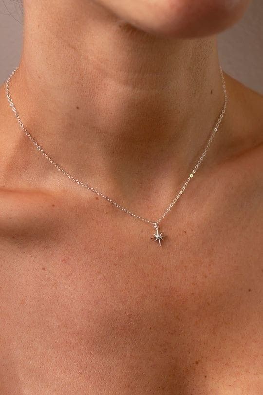 Silver Star Outline Pendant Necklace