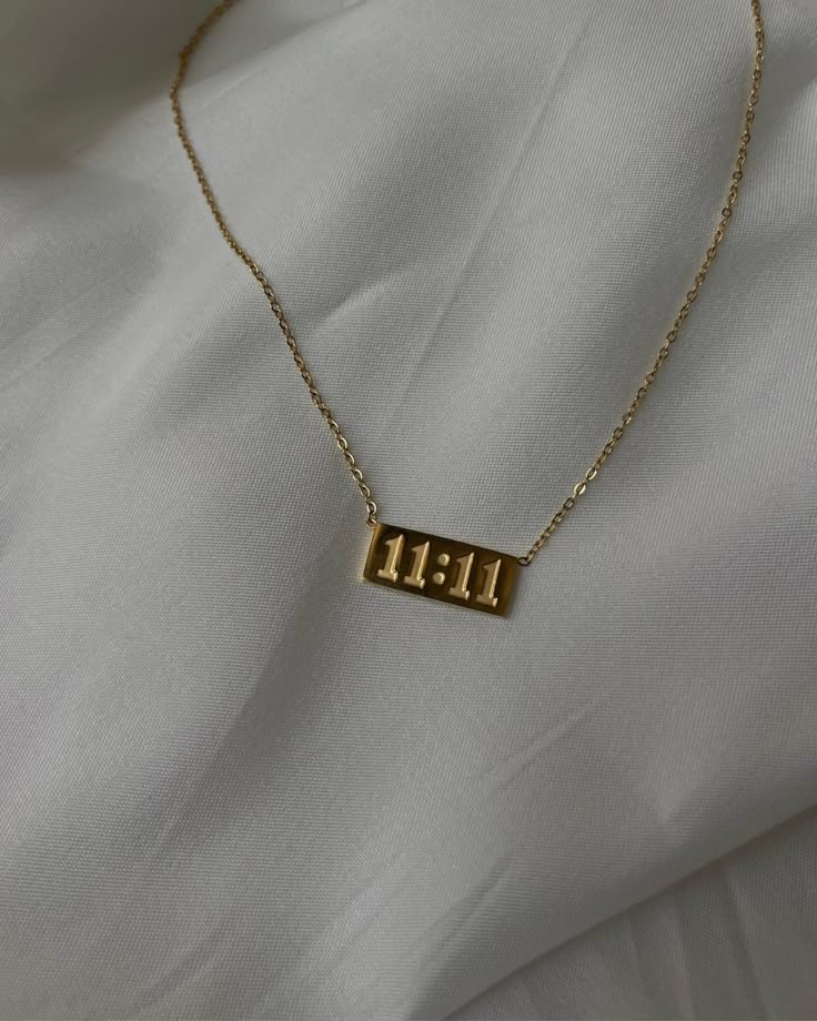 Gold 11:11 Angel Number Bar Pendant Necklace