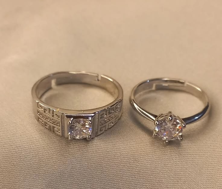 Silver Plated Adjustable Matching Promise Rings