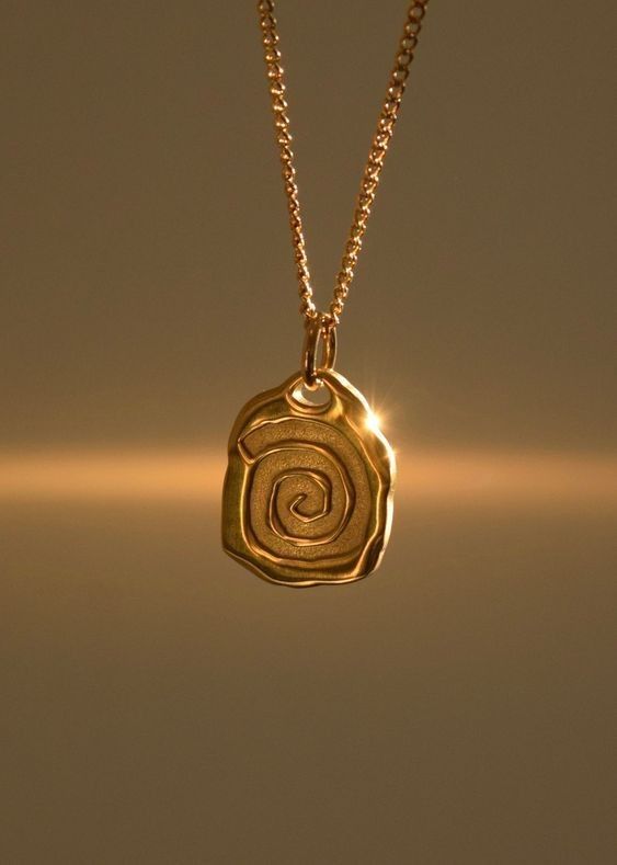 Gold Spiral Coin Pendant Necklace - alternate view