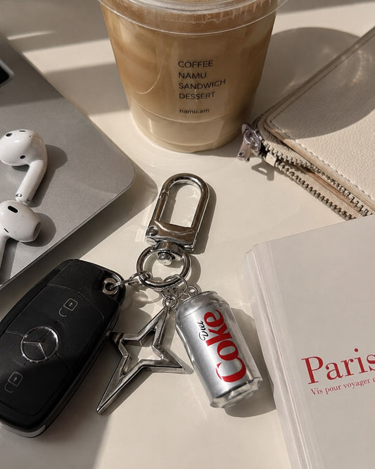 Diet Coke Star Charm Keychain with Mercedes car key