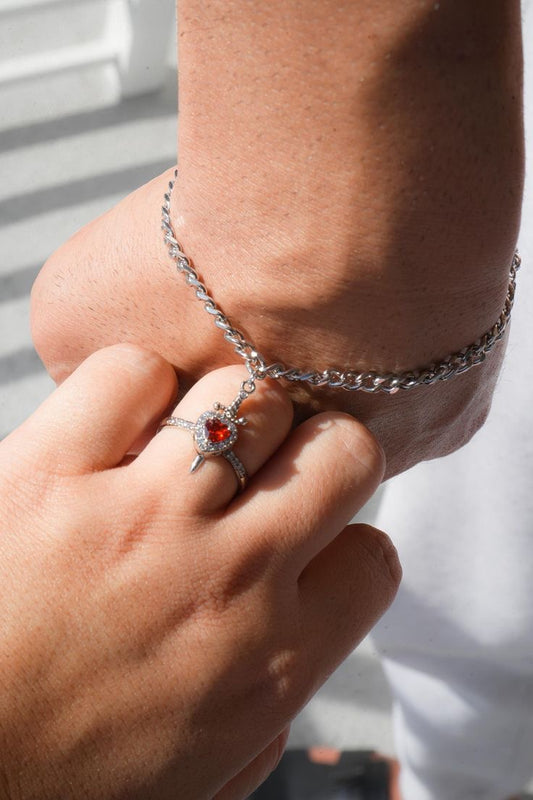 Ashwear Heart & Sword Ring & Bracelet Set