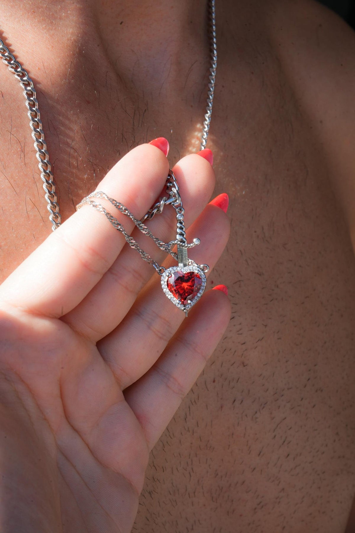 Ashwear Heart & Sword Pendant Set