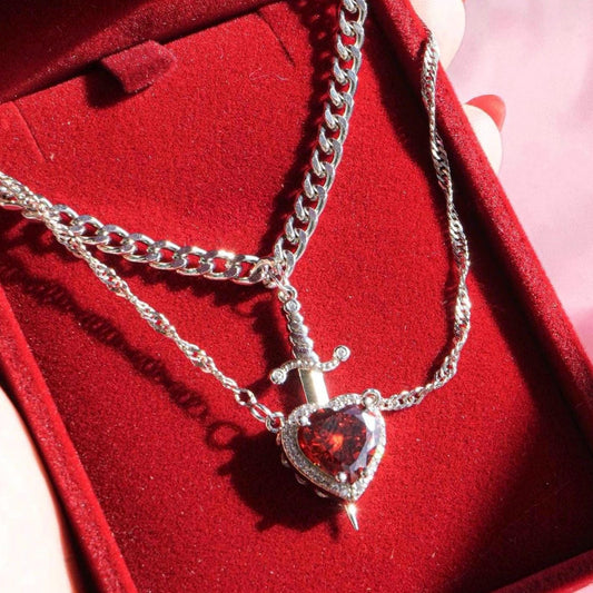 Ashwear Heart & Sword Pendant Set