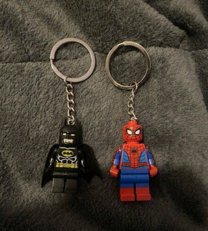BATMAN & SPIDERMAN BRICK KEYCHAINS