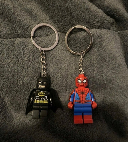 BATMAN & SPIDERMAN BRICK KEYCHAINS