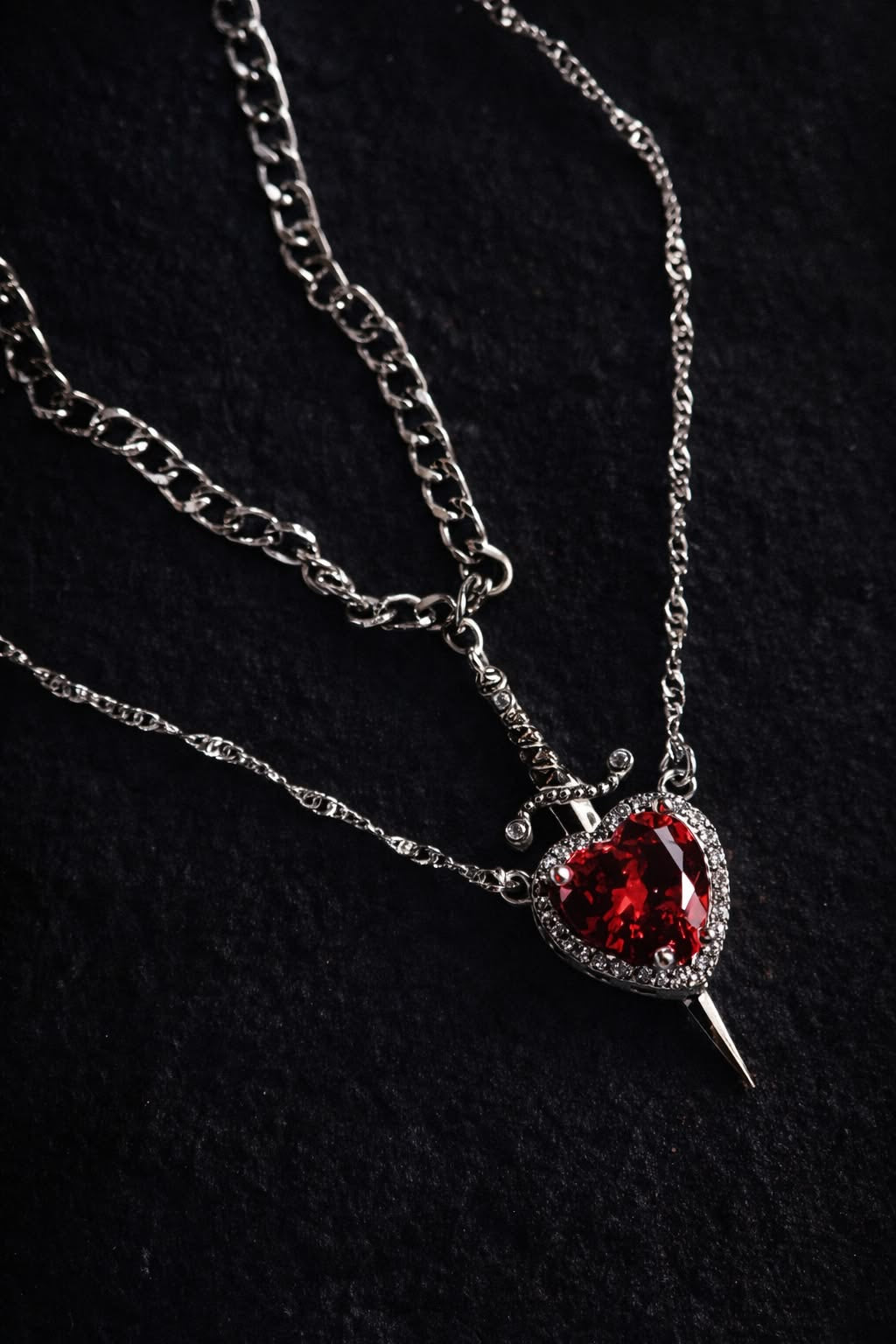 Ashwear Heart & Sword Pendant Set