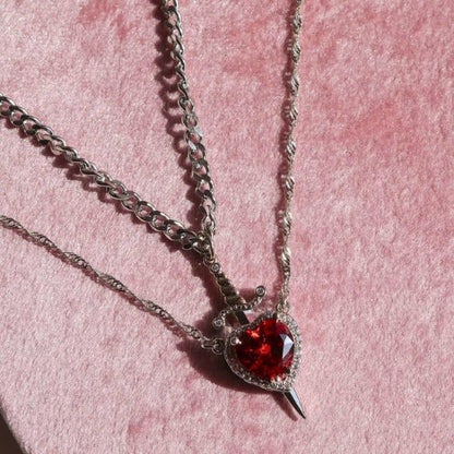Heart and Sword Necklace.
