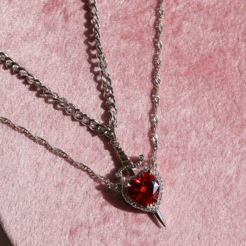 Heart and Sword Necklace.