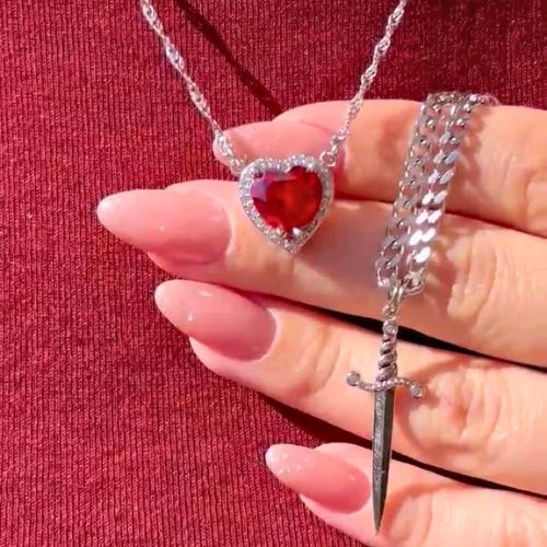 Heart and Sword Necklace.