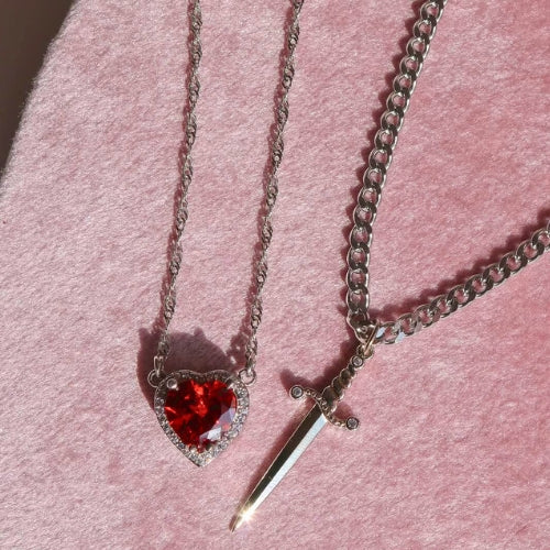 Heart and Sword Necklace.