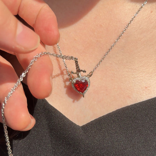 Heart and Sword Necklace.