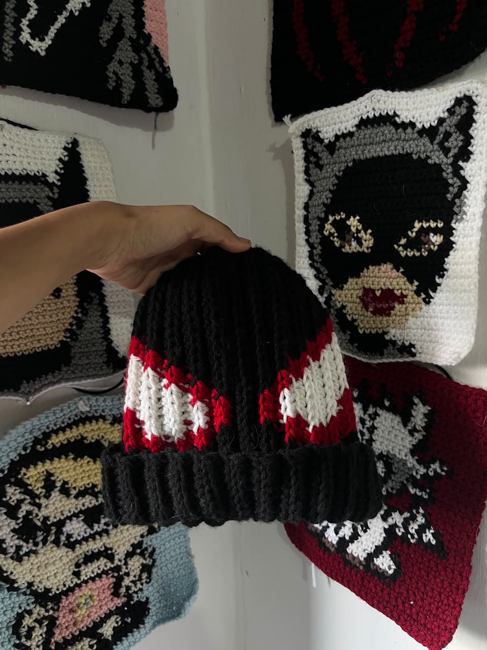 HANDMADE BLACK SPIDERMAN BEANIE