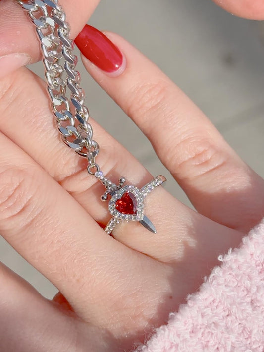 Ashwear Heart & Sword Ring & Bracelet Set