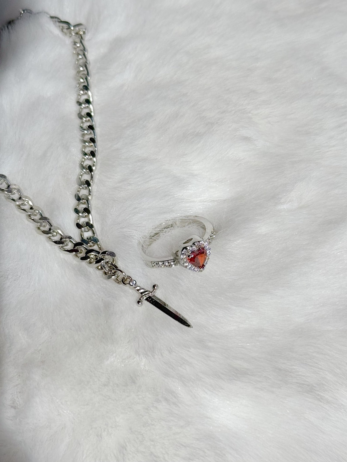 Ashwear Heart & Sword Ring & Bracelet Set