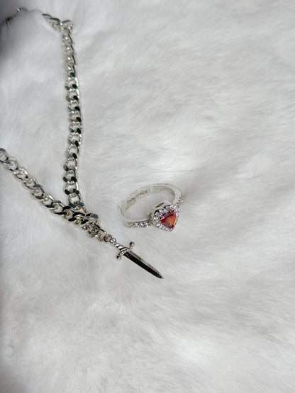 Ashwear Heart & Sword Ring & Bracelet Set