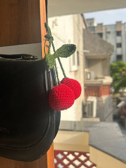 Crochet Cherry Bag Charm