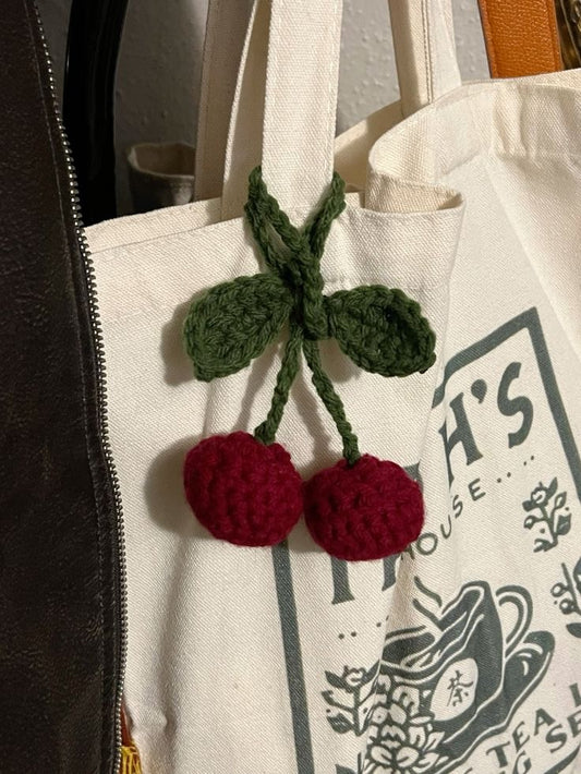 Crochet Cherry Bag Charm