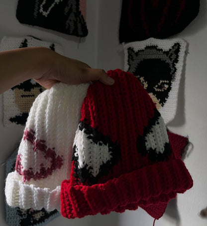 Red spiderman & G-wen Matching Handmade Crochet Beanies set