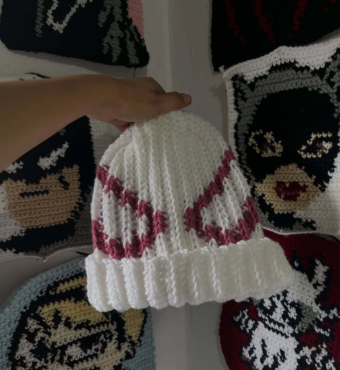 Red spiderman & G-wen Matching Handmade Crochet Beanies set
