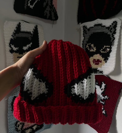 Red spiderman & G-wen Matching Handmade Crochet Beanies set