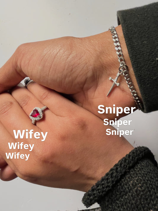 Ashwear Heart & Sword Ring & Bracelet Set