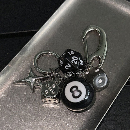 Y2K Style Destiny Dice Keychain With 8 Ball Pendant