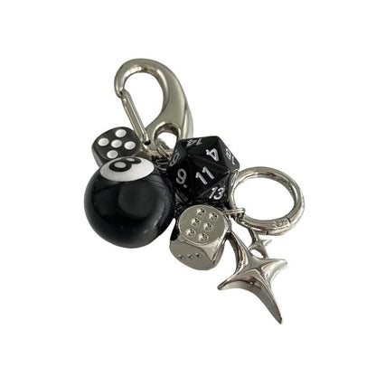 Y2K Style Destiny Dice Keychain With 8 Ball Pendant