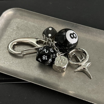 Y2K Style Destiny Dice Keychain With 8 Ball Pendant