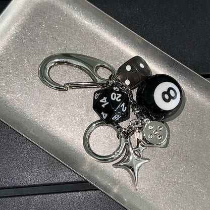 Y2K Style Destiny Dice Keychain With 8 Ball Pendant