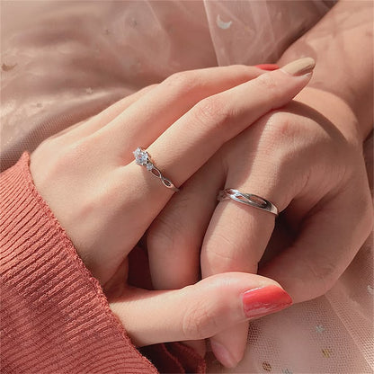 Adjustable Floral & Twisted Design Couple Rings