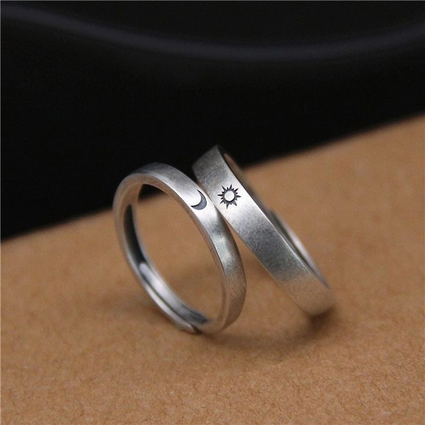 Sun & Moon Silver Plated Promise Rings