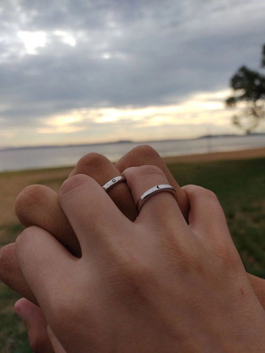 Sun & Moon Silver Plated Promise Rings