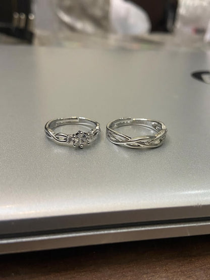 Adjustable Floral & Twisted Design Couple Rings