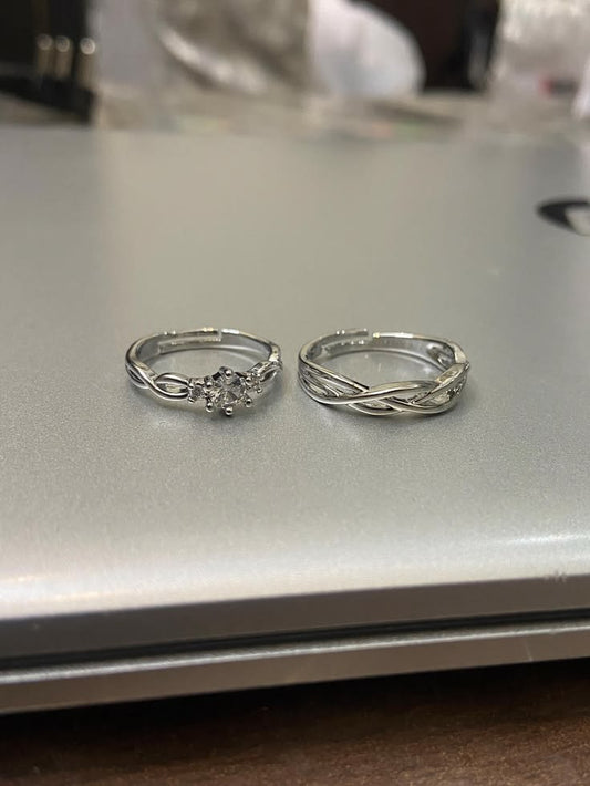 Adjustable Floral & Twisted Design Couple Rings